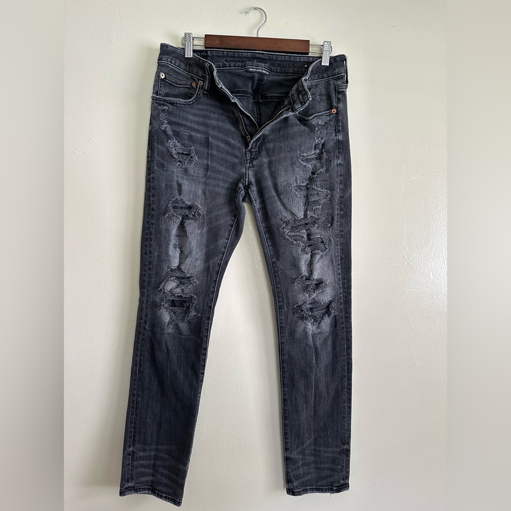 Distressed American Eagle Ne(x)t Level Airflex Jeans, sz 33x32, Black